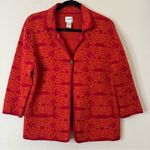Chico's  Wool Blend Knit Blazer Printed Cardigan Size 1 Photo 1