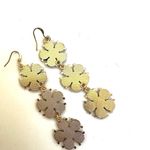 Orange and brown flower triple tier drop earrings Photo 6