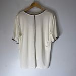 Pilcro  Deep V Neck Tshirt In Cream Silver Trim Medium Photo 1