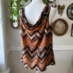 Vintage Y2K MKM Brown Chevron Earthy Cowl Neck Retro Tank Top Size 2X Photo 2
