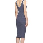 STAUD Dana sleeveless midi bodycon dress in navy micro stripe size S small Photo 19