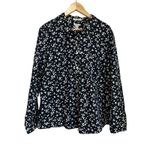 L.L.Bean Wrinkle Free Oxford Shirt 2X Plus Navy Floral Button Down Cotton Photo 1