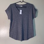 Loft NWT  V-Neck Short Sleeve Tunic T-Shirt Grey Women Size Small Photo 0