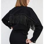 ZARA  Woman Western Black Denim Studded Fringe Jacket, Sz Small Photo 6
