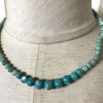 Blue dyed mother of pearl beaded necklace Photo 0