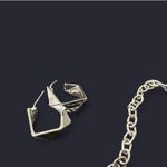 Silver Geometric Clutch + Matching Earrings + Shoulder Chain Photo 6