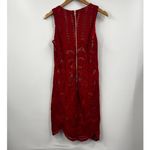 Bardot  Embroidered Lace Mesh Lipstick Red Sleeveless V-Neck‎ Cocktail Dress 6 Photo 5