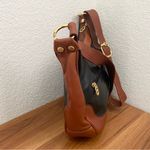 Vintage MARINO ORLANDI Italian Leather Two Tone Brown Black Shoulder Bag Photo 3