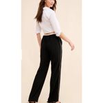 Maeve Track Pants, S/M black with white stripes white ruffle waistband Loos Fit Photo 1