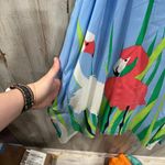 Crown & Ivy   Blue Pink Flamingo Sleeveless A-Line Mini Dress Sz XS Cruise Beach Photo 1