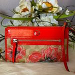 Coach RARE  Poppy Flower Signature Sequin Coral Patent Leather Photo 3