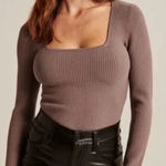 Abercrombie & Fitch Taupe Square Neck Ribbed Sweater Top Photo 0