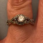 Womens Finger Ring Size 7.5 Zirconia Center Rhinestones Silver Tone Costume Photo 0