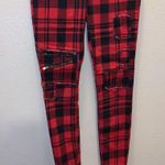 Blackheart Hot Topic Red & Black Plaid Super Skinny Pants Photo 5