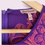 Juicy Couture Shift Dress 3/4 Sleeve Purple Satin Pink Paisley Design Size 2 Photo 10