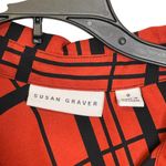 Susan Graver Button Up Shirt Size 8 Deep Orange Black Stripes Womens Blouse Top Photo 4