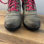 Sorel Lexie Hidden Wedge Boots Grey Pink Leather Lace Up Winter Women’s Photo 2