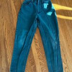 Lee High-waisted, wide-leg vintage teal denim jeans with a relaxed fit mom jeans Photo 0