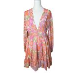 VICI Collection Floral Long Sleeve Chiffon Babydoll Dress Medium Wedding Flowy Photo 6