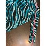 Clara Sun Woo Teal Black Zebra Print Long Sleeve Tunic Top Womens Medium M Blue Photo 10