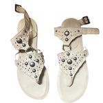 Vera Wang  Women's White Studded Leather Thong Sandals Casual Summer Photo 3