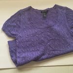 Ralph Lauren Lauren  Y2K purple cable knit short sleeve sweater, size large Photo 0