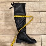 Faux leather knee high boots no zippers slim boots stretchy booties winter shoes Black Size 6.5 Photo 5