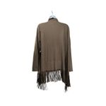 Muche et Muchette tan ultra suede soft knit fringes waterfall cardigan medium Photo 4