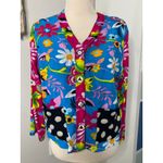 Vintage 80s Maximalist Twee Floral Sequin Polka Dot Button Photo 1