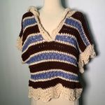ZARA New  Crochet Knit Hooded Short Sleeve Sweater size M Photo 3