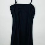 Filippo Spaghetti Strap Rosette Lace Bodice Sheath Dress Linen? Large Black Photo 6