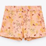 ZARA  Paisley Printed High Waisted Cotton Shorts Size XL ORANGE NEW Photo 7