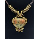 Chico's  Double Cord Necklace with Gold Tone Shimmer Rhinestone Pendant Photo 1