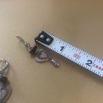 Silver Tone Heart & Black Bead Drop Earrings, Pierced Photo 1