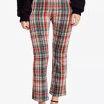 Free People Clean Crop Flare Plaid Pants In Green Plaid Size 2 Photo 0