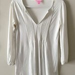 Lilly Pulitzer  Tunic Top Pleated VNeck Long Sleeve White Size Extra Small Cotton Photo 0