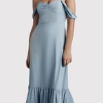 BHLDN NWT  Dress Blue Munroe Georgette Maxi Off Shoulder Formal Bridesmaid Sz 14 Photo 0