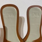 ZARA Sage Green Faux Patent Leather Flat Sandals Sz 8.5 Photo 5