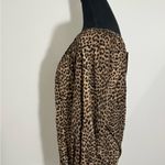 Michael Kors Brown Tan Animal Print Relaxed Blouse with 3/4 Sleeves Photo 4