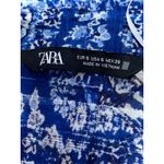ZARA Blue White Paisley Short Sleeve Button Down Collared Midi Shirt Dress Sz S Photo 3