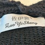 None Black Long Open Cardigan O/S mid-calf length wool blend Photo 2