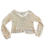Free People Women's Taupe/Brown Open Knit Long Sleeve Pullover Sweater Small Photo 3
