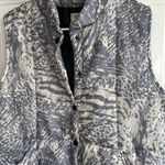 IZOD  1X Gray & Ivory Animal Print High-Low Hemline‎ Button Front Puffer Vest Photo 1