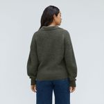 Everlane The Alpaca Waffle-Stitch Polo Sweater Pullover Wool Blend Green XXS Photo 4