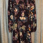 Xhilaration Xhiliration Wine Floral Print Long Sleeve Scoop Neck Ruffle Front Dress Medium Photo 1