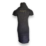 Desigual Womens Dress Sz XL Gray Embroidered Flowers Carey Sweater Cap Sleeve Photo 4