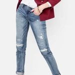 White House | Black Market Jeans Silver Threaded Distressed Girlfriend Jeans 4 Photo 0