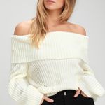 Lulus White Off Shoulder Sweater Photo 0