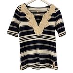 J.crew striped nautical rope and embellished vneck tshirt xs Blue Photo 0