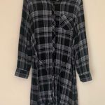 BLL NYC Black Plaid Button Down Long Roll Tab Sleeve Shirt Dress Women’s Size L Size L Photo 9